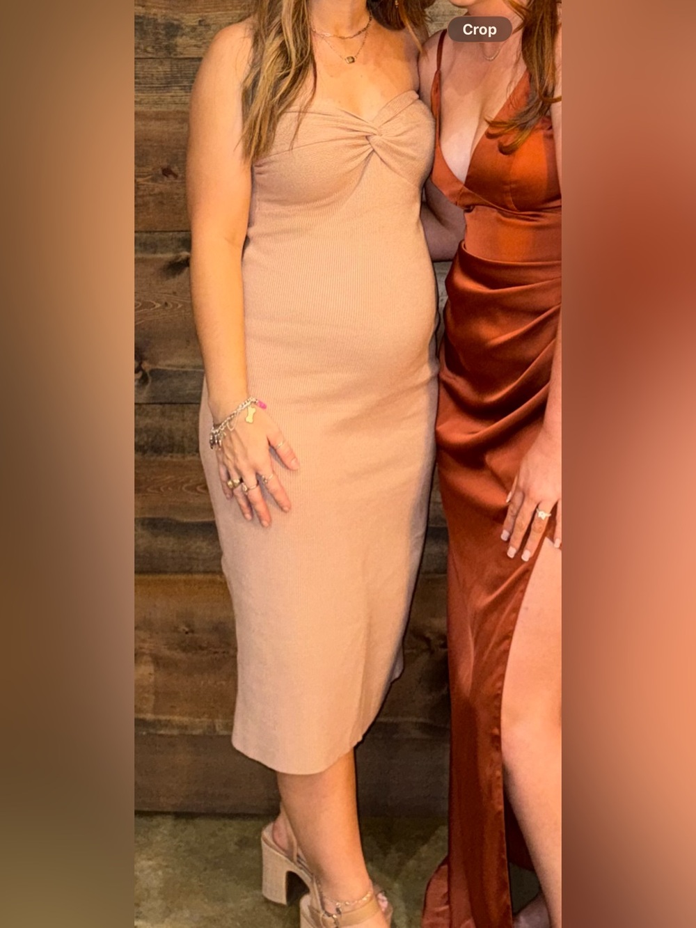 Women’s Ribbed Bodycon Midi Dress in Almond
